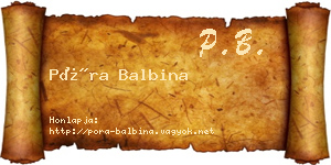 Póra Balbina névjegykártya